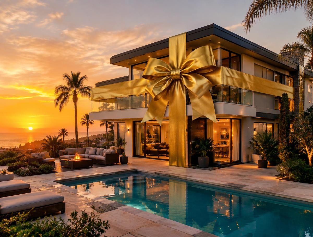 Dream home wrapped in a gold bow